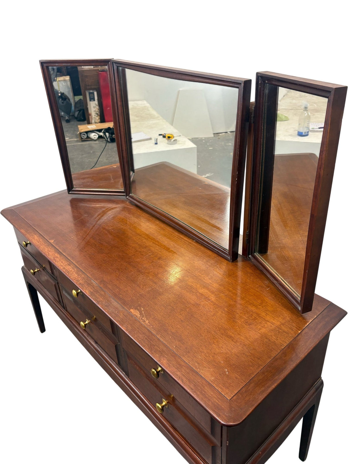 Vintage Dark Wood Dresser With Mirror (Pre-Loved)