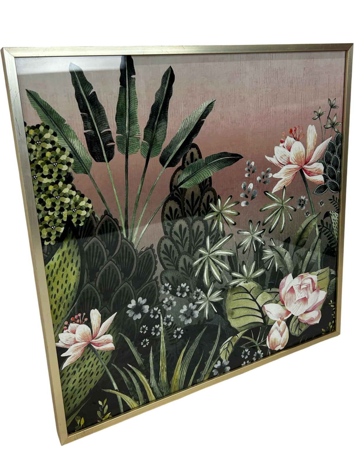 Habitat Botanical Floral Framed Wall Art Print Gold Frame Square (Pre-Loved)