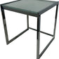 40cm Square Glass Side Table Silver Metal Frame (Pre-Loved)