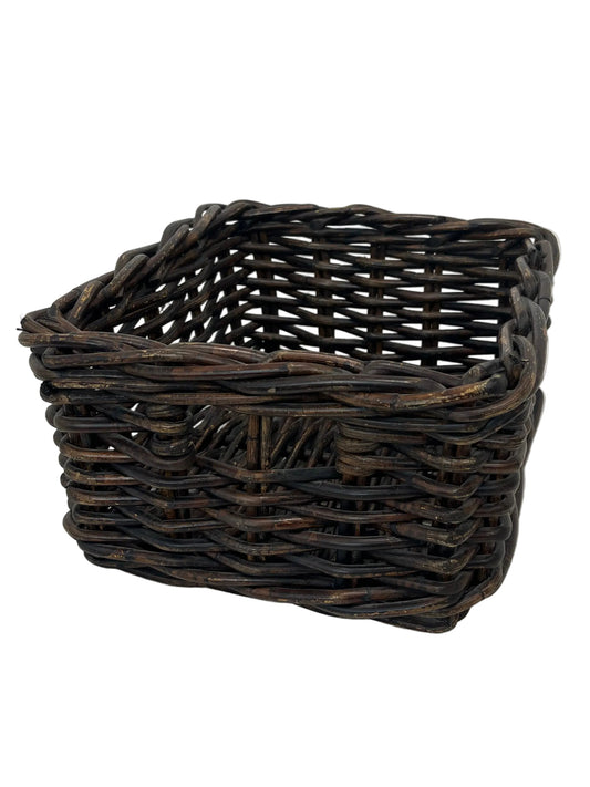 Dark Brown Woven Wicker Storage Basket (Pre-Loved)