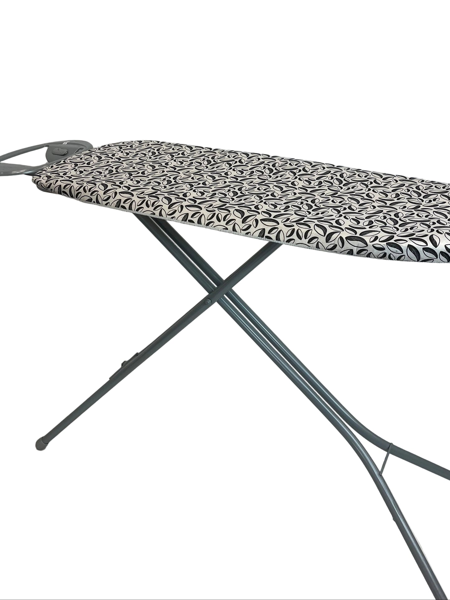 Folding Ironing Board Black And White Leaf Design Cover (Pre-Loved)