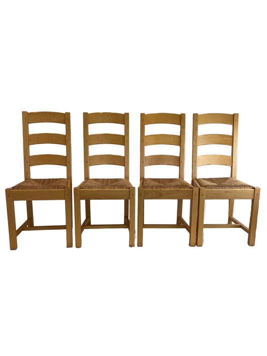 Set Of 4 Ladder-Back Woven Dining Chairs (Pre-Loved)