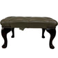 Vintage Tufted Footstool Ottoman Queen Anne Cabriole Legs Brown (Pre-Loved)