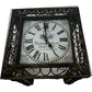 Vintage Style Metal & Glass Side Table with Clock Top Roman Numerals (Pre-Loved)