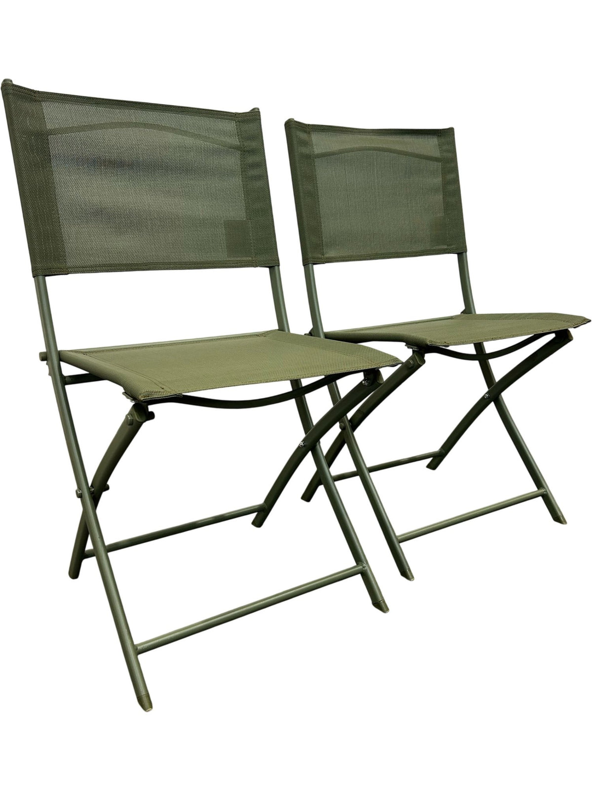 Pair of 2 Green Folding Camping Chairs Lightweight Portable (Pre-Loved)