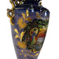 Ornate Blue Ceramic Vase Oriental Style Decorative Handles (Pre-Loved)
