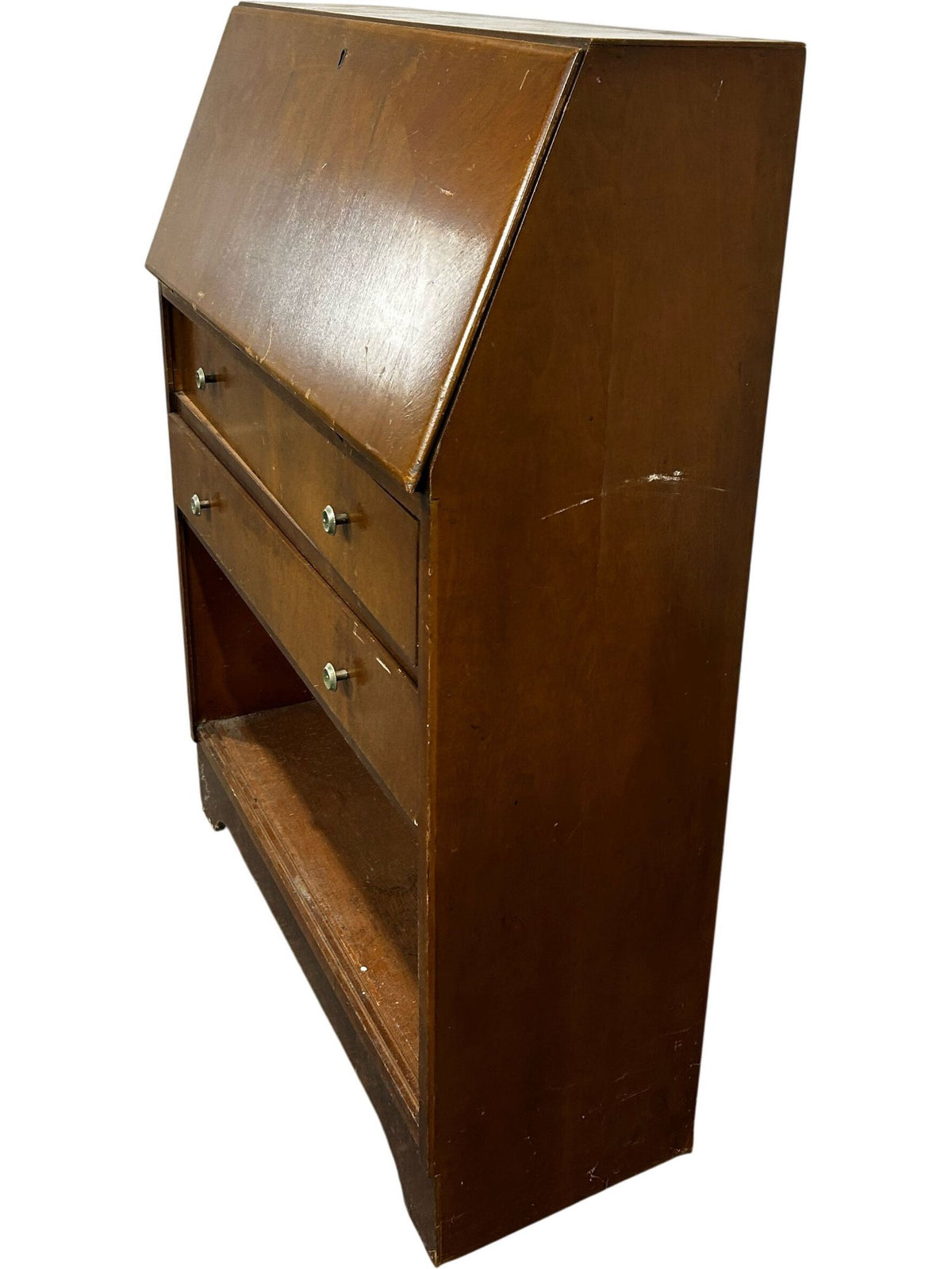 Wooden Drop-Front Writing Bureau with Drawers & Shelf (Pre-Loved)
