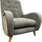Grey Upholstered Accent Armchair Multicoloured Buttons Wooden Legs (Pre-Loved)