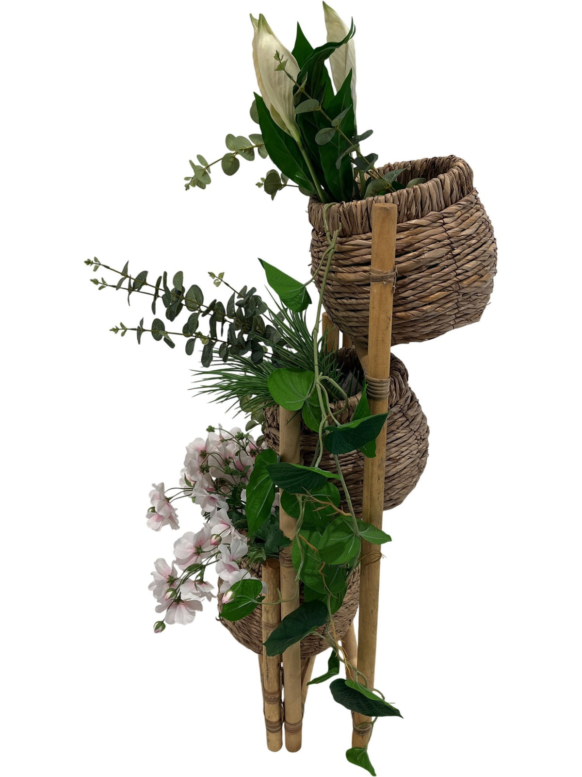 Tiered Bamboo Plant Stand Woven Baskets (Pre-Loved)