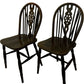 Pair of Vintage Wooden Spindle Back Dining Chairs Dark Wood Finish (Pre-Loved)