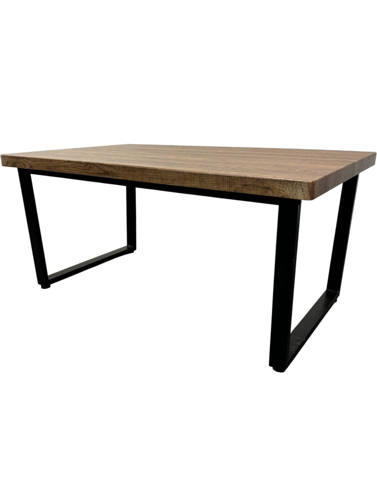 Rectangular Coffee Table Brown Wooden Top Black Metal Frame (Pre-Loved)