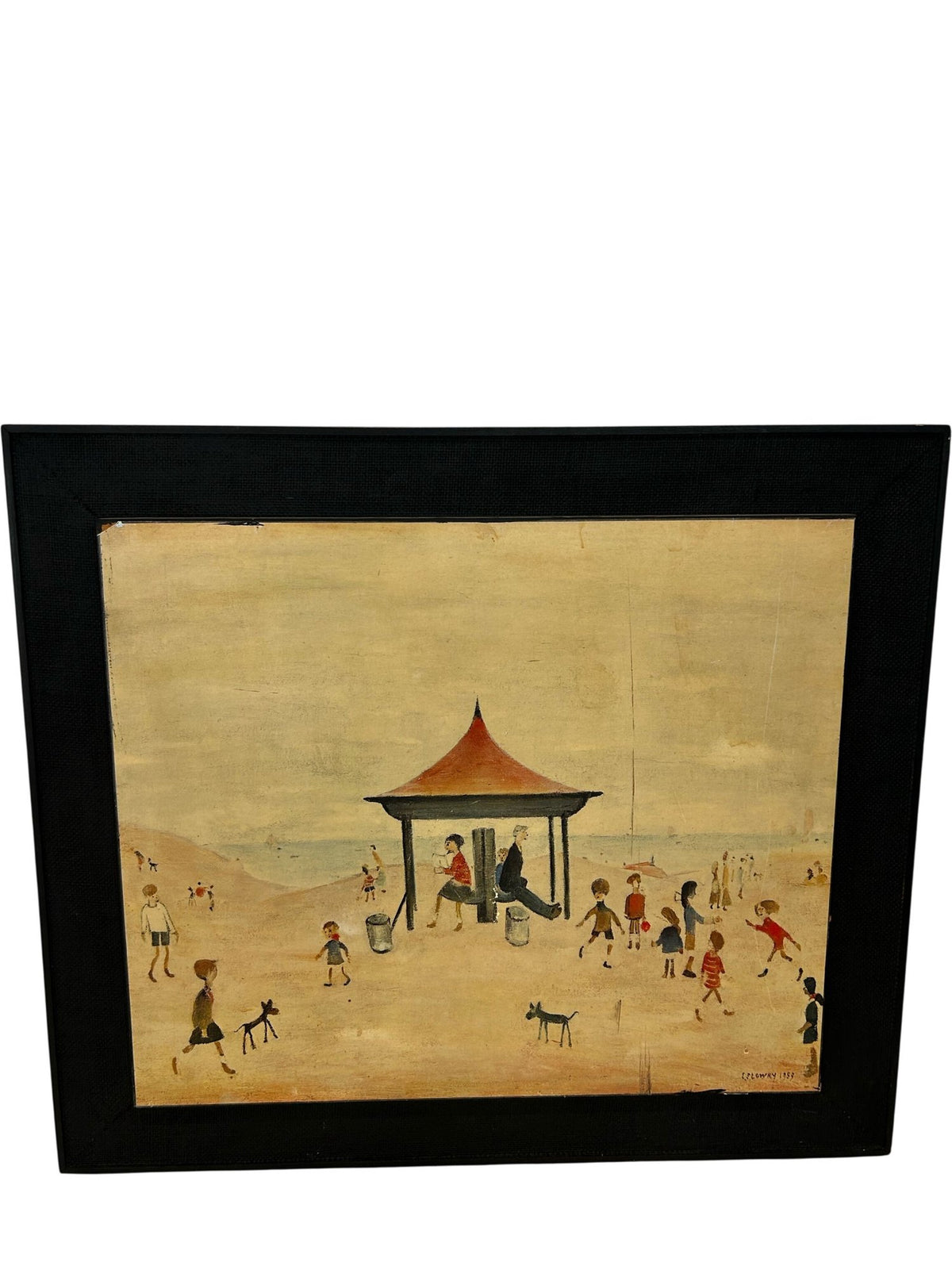 L S Lowry On the Sands 1953 Framed Beach Scene Art Print Wall Decor (Pre-Loved)