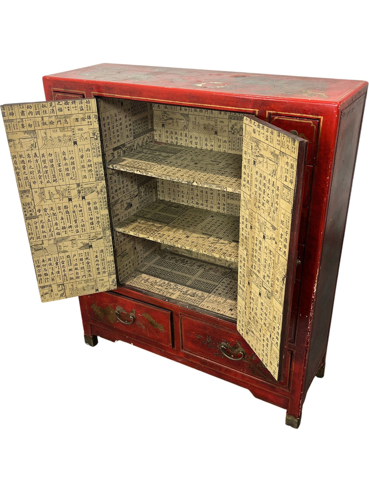 Chinese Dynasty Style Red Lacquered Handpainted Cabinet (Pre-Loved)