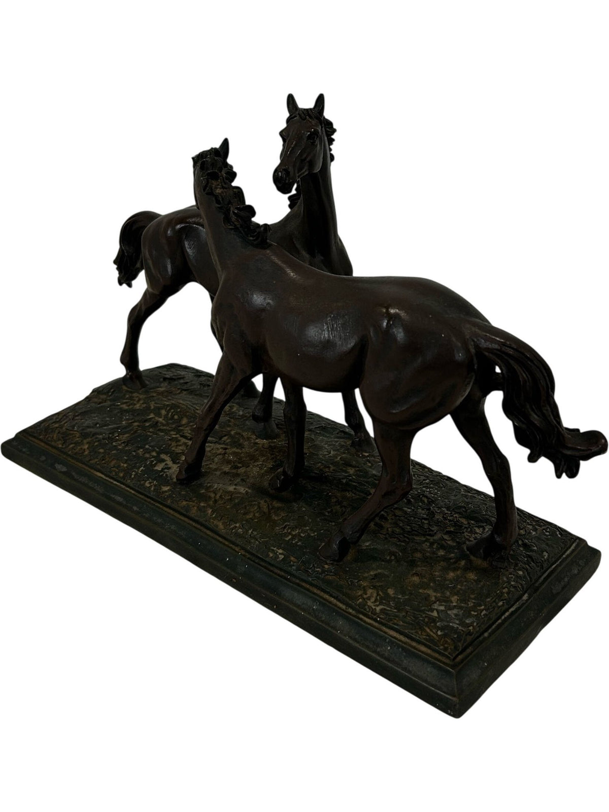 Bronze Effect Three Horse Equestrian Sculpture on Base (Pre-Loved)