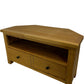 Oak Effect Corner TV Stand Media Unit Drawer Open Shelf Storage (Pre-Loved)