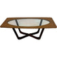 Vintage Coffee Table Glass Top Wooden Base (Pre-Loved)