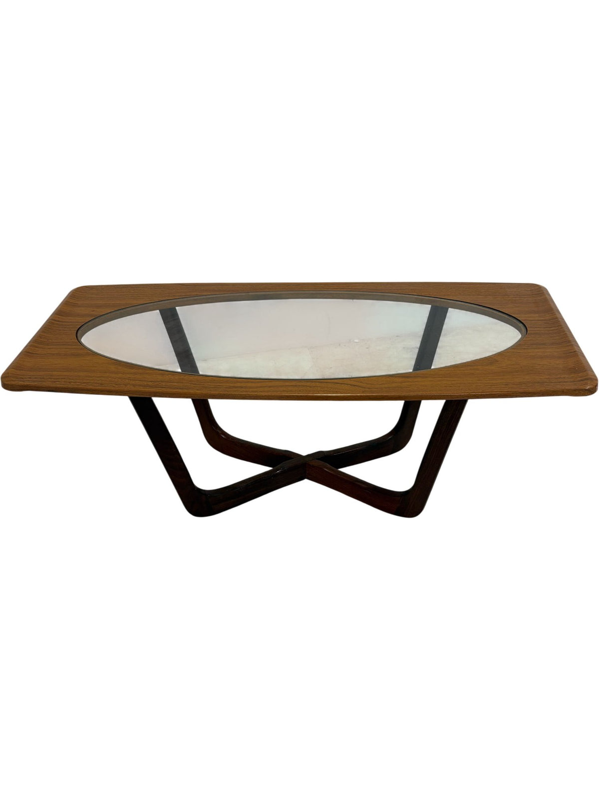 Vintage Coffee Table Glass Top Wooden Base (Pre-Loved)
