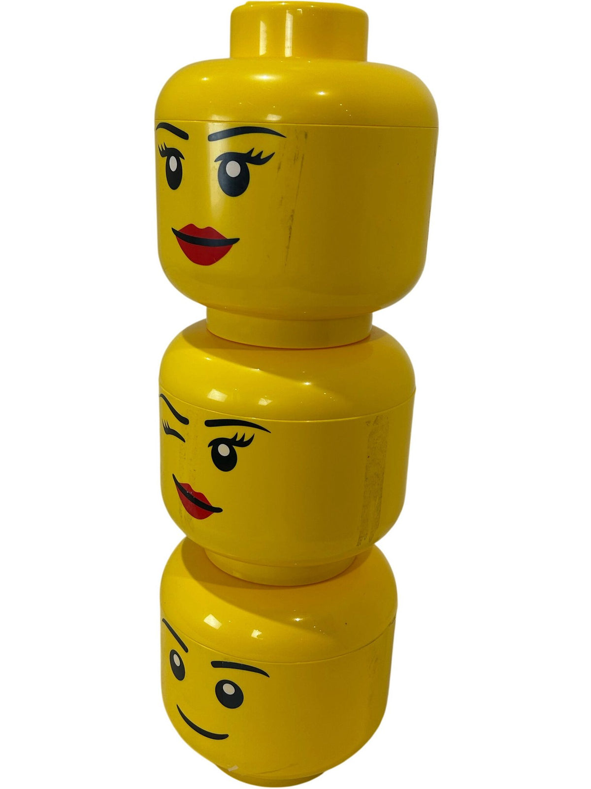 LEGO Large Storage Head Containers Set of 3 Yellow Faces Stackable (Pre-Loved)