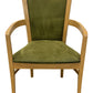 Pair Of Honey Oak Green Moss Upholstered Dining Chairs (Pre-Loved)