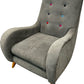 Grey Upholstered Accent Armchair Multicoloured Buttons Wooden Legs (Pre-Loved)