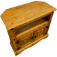 Rustic Pine Corner TV Stand with 2 Door Cupboard & Open Shelf (Pre-Loved)