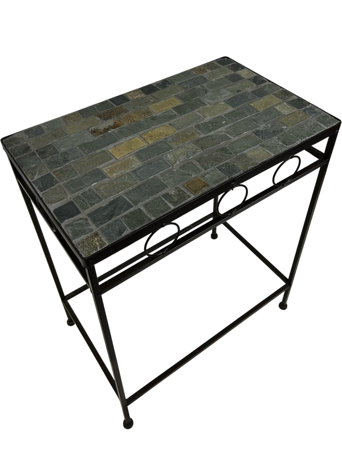 Black Metal Side Table with Mosaic Tile Top (Pre-Loved)