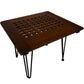 Wooden Lattice Top Side Table Black Hairpin Legs Vintage Style (Pre-Loved)