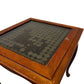 Wooden Coin Display Side Table Glass Top Brown Traditional Style (Pre-Loved)