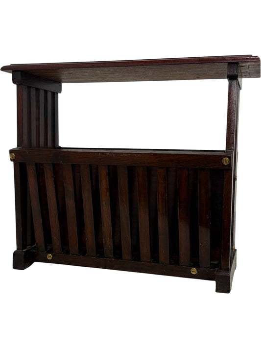 Vintage Wooden Magazine Rack with Decorative Inlay Design (Pre-Loved)