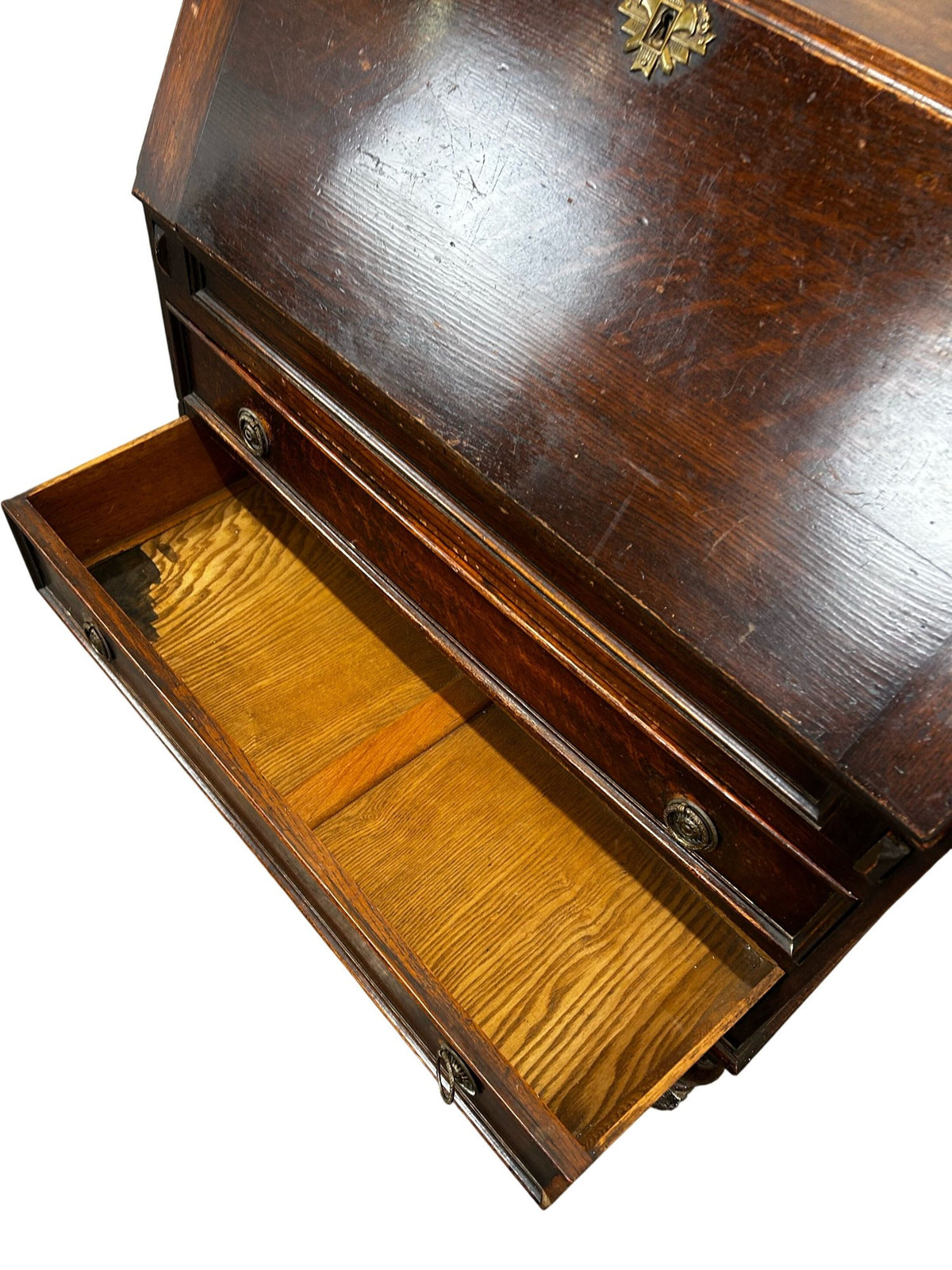Vintage Drop Front Bureau Writing Desk with Drawers (Pre-Loved)