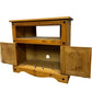 Rustic Pine Corner TV Stand with 2 Door Cupboard & Open Shelf (Pre-Loved)
