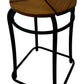 Round Wooden Stool Black Metal Frame Brown Seat (Pre-Loved)