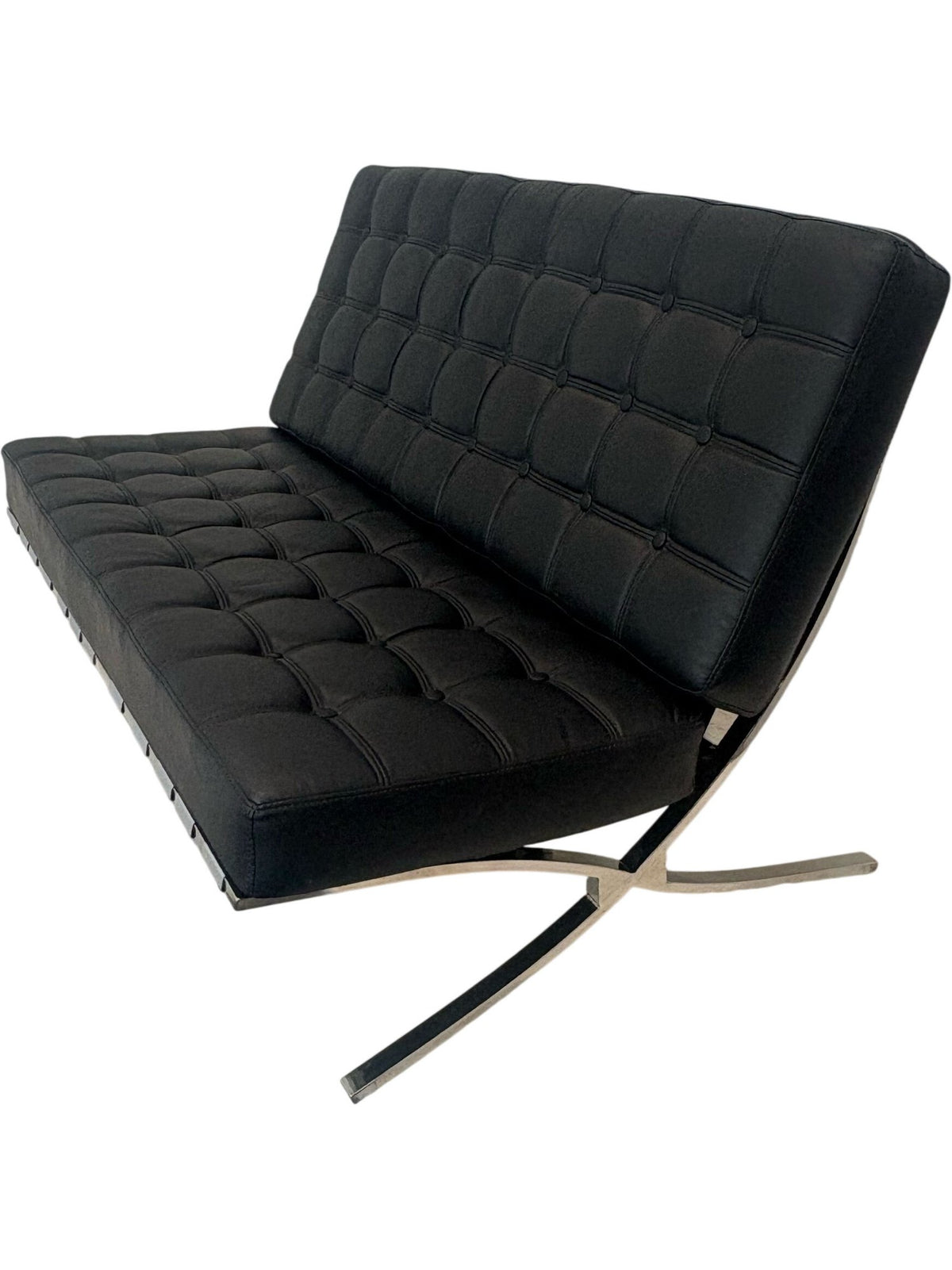 Black Leather Sofa Chrome Frame (Pre-Loved)
