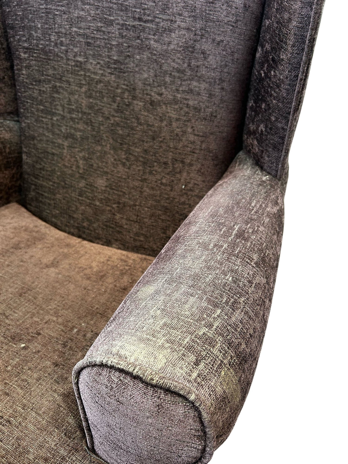 Vintage Style Brown Wingback Armchair High Back Wooden Legs (Pre-Loved)