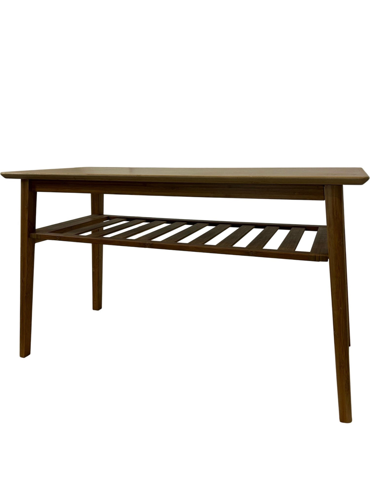 Wooden Coffee Table Rectangular Slatted Shelf Minimalist Design (Pre-Loved)