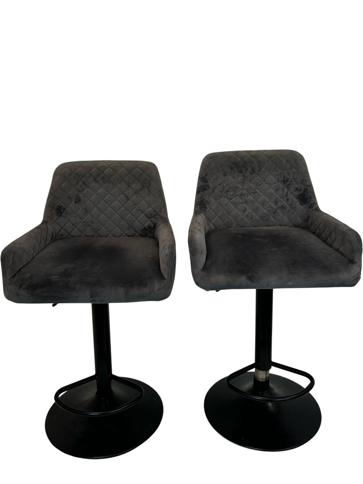 Pair of Grey Adjustable Swivel Bar Stools (Pre-Loved)