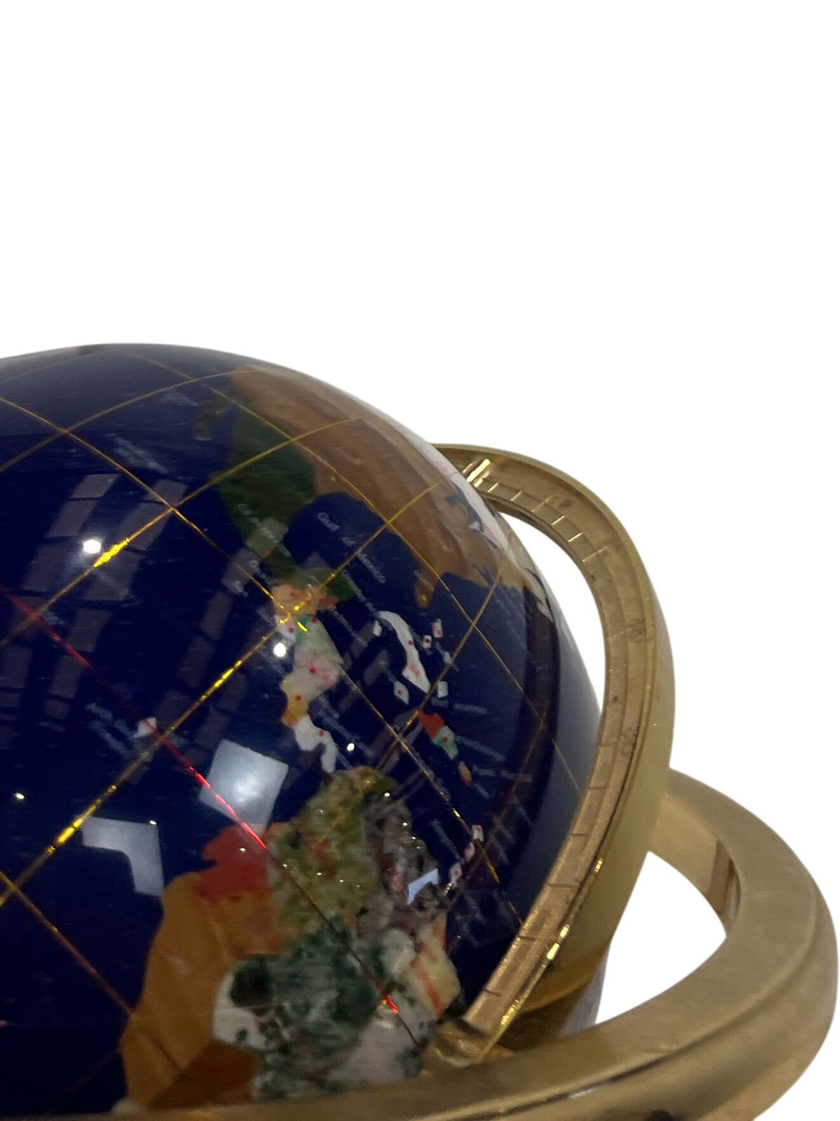 Vintage Mother Of Pearl Style Semi-Precious Gemstone Tabletop Globe (Pre-Loved)