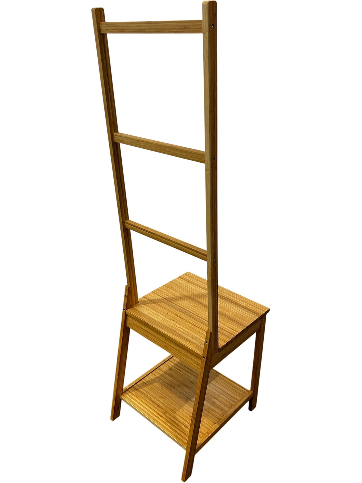 Freestanding Bamboo Towel Ladder Bathroom Organiser with Shelves (Pre-Loved)