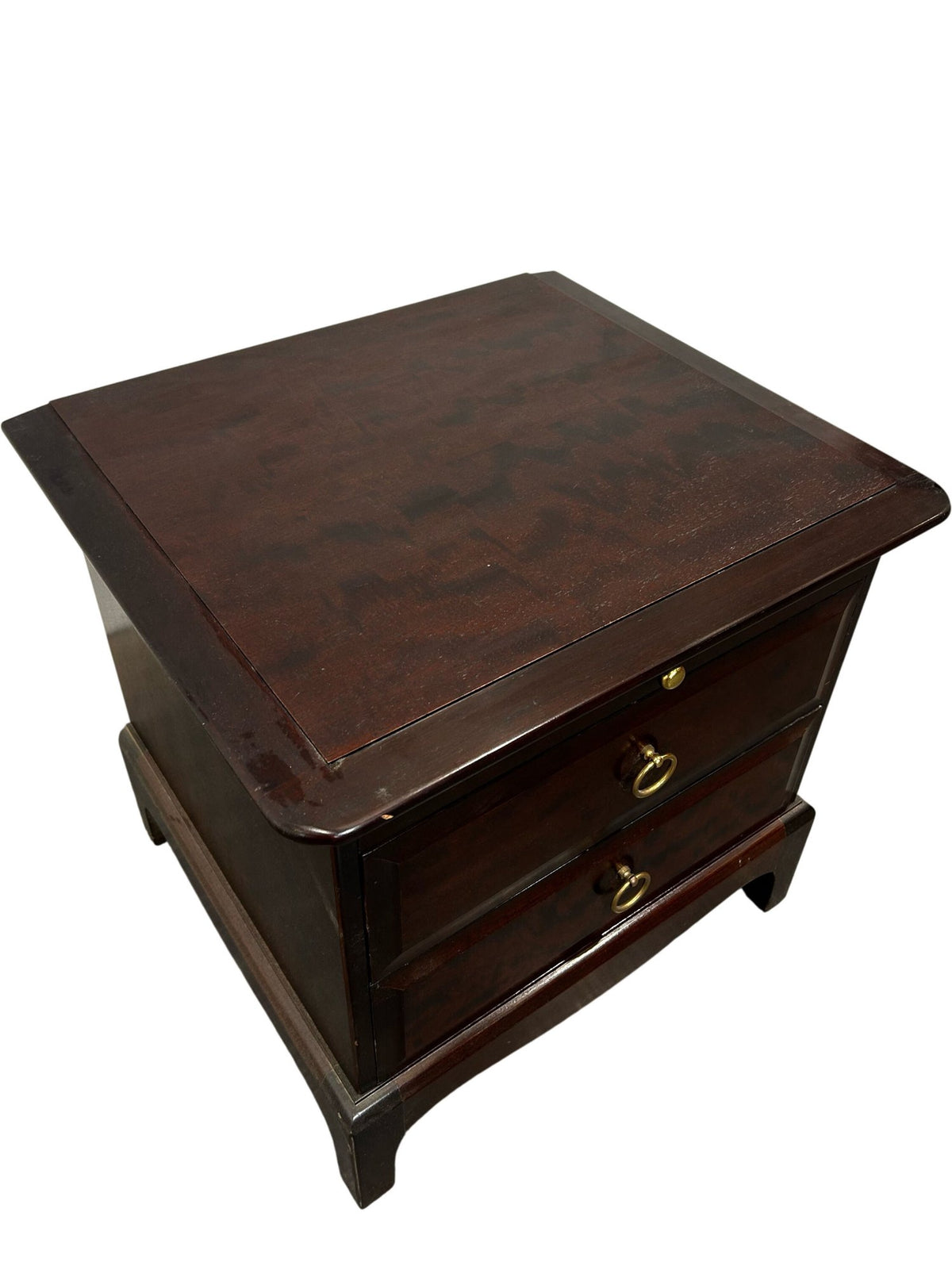 Traditional Dark Wood 3 Drawer Bedside Table Brass Handles (Pre-Loved)