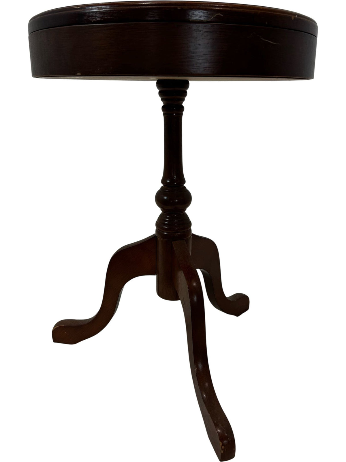 Wooden Round Accent Table with Glass Top (Pre-Loved)