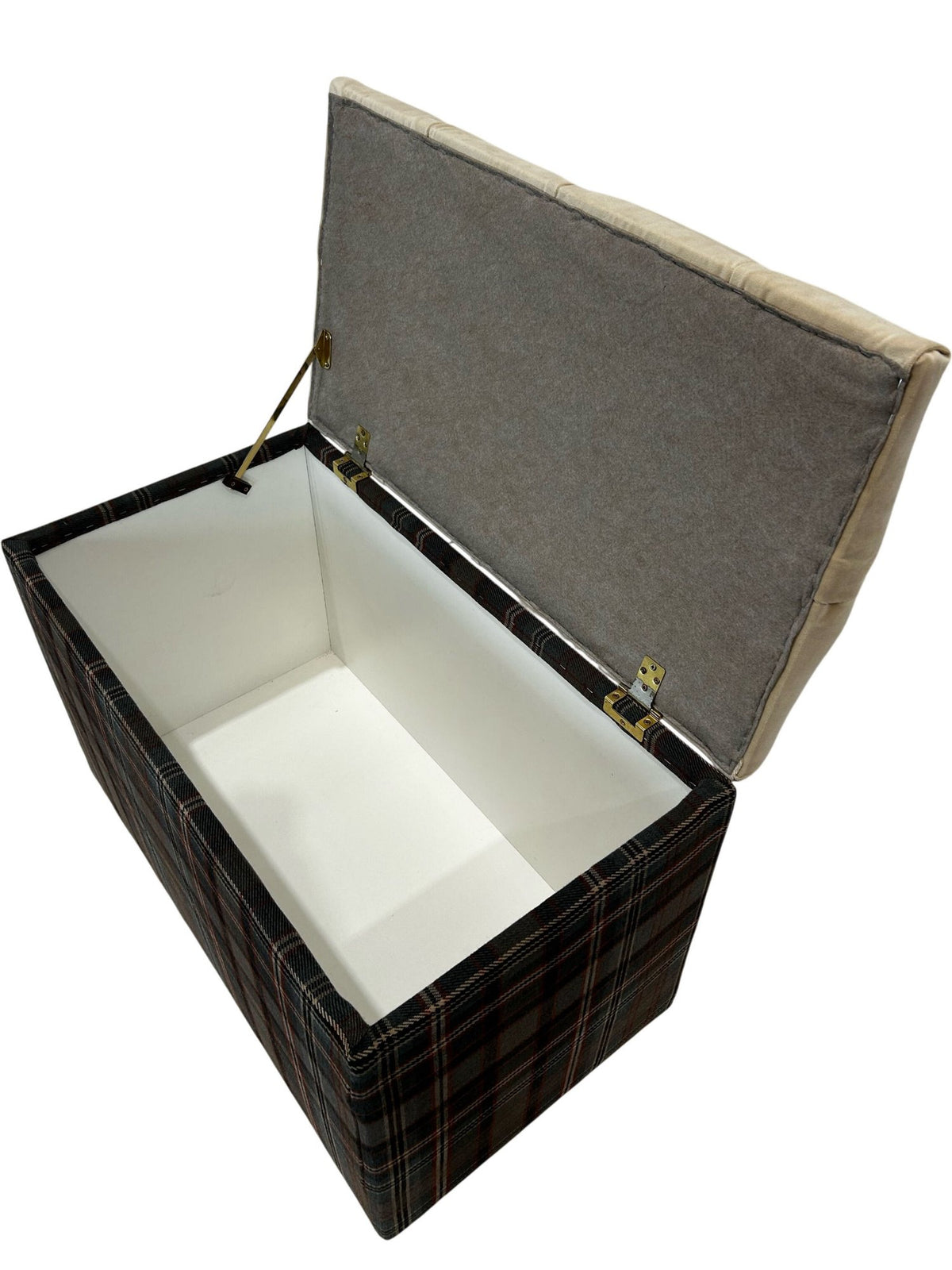 Plaid Storage Ottoman Footstool with Hinged Lid (Pre-Loved)