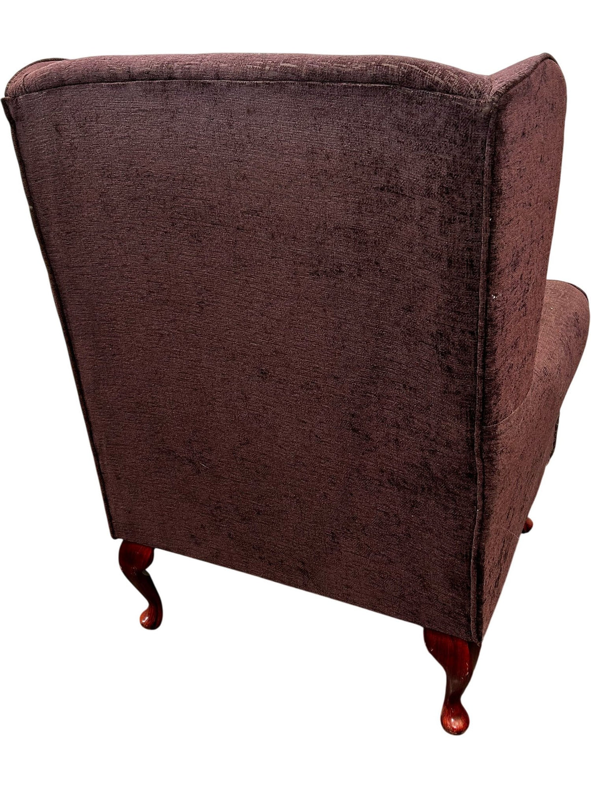 Vintage Style Brown Wingback Armchair High Back Wooden Legs (Pre-Loved)