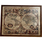 Vintage Stone World Map Print with Wooden Frame Antique (Pre-Loved)