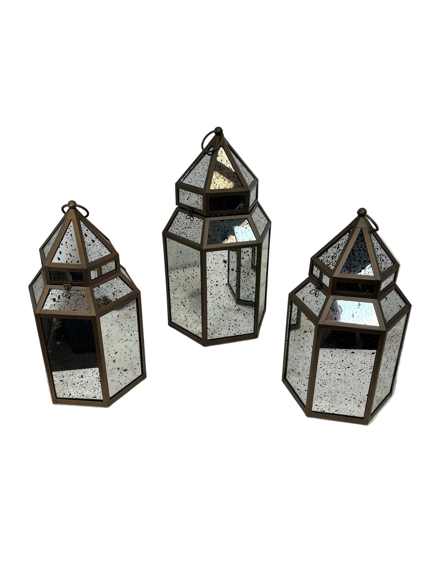 Home Stories Antique-Style Speckled Mercury Glass Lantern Set (Pre-Loved)