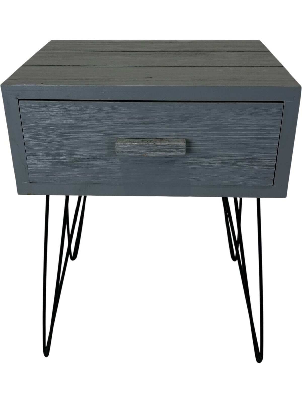Grey One Drawer Bedside Table with Hairpin Legs (Pre-Loved)