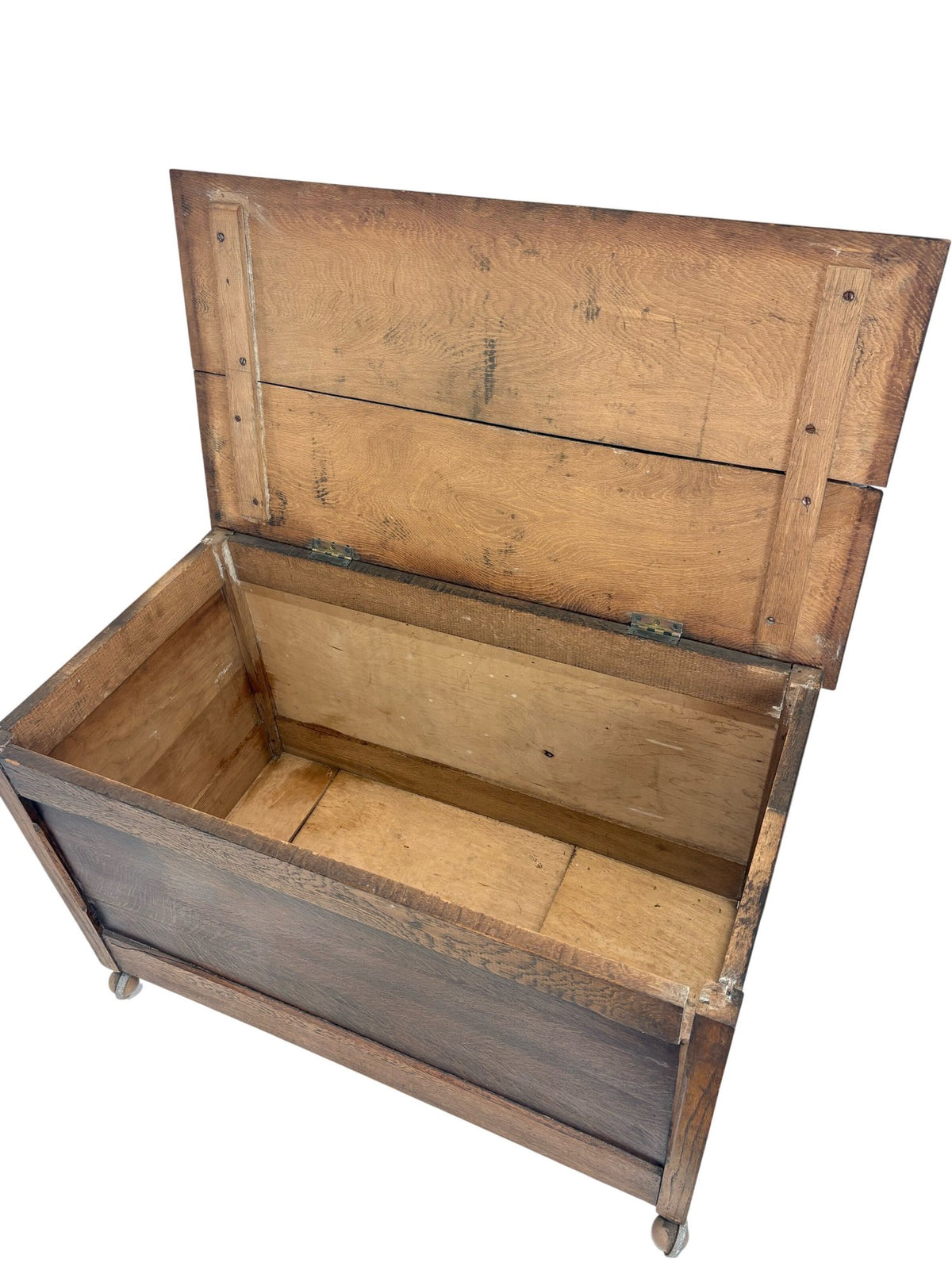 Antique Wooden Storage Chest on Casters with Hinged Lid (Pre-Loved)
