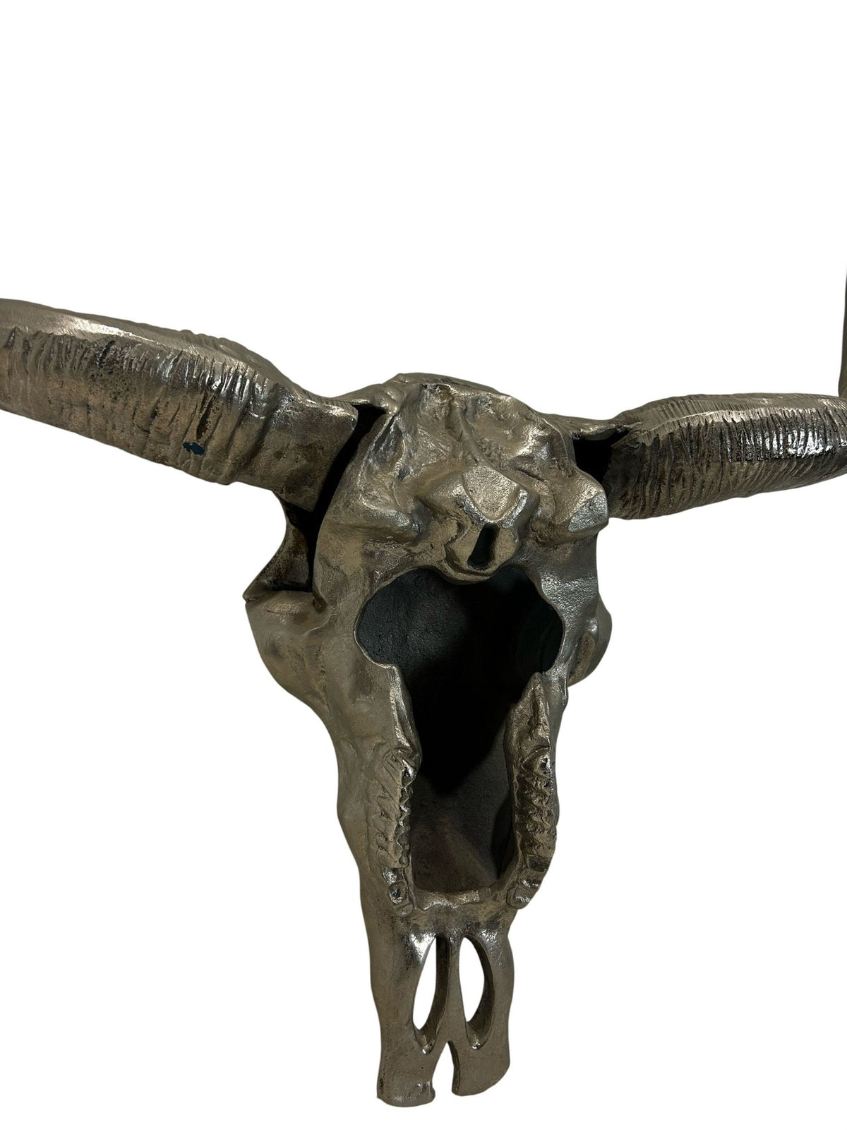 Metal Bull Skull Longhorn Wall Sculpture Western Style 70cm (Pre-Loved)