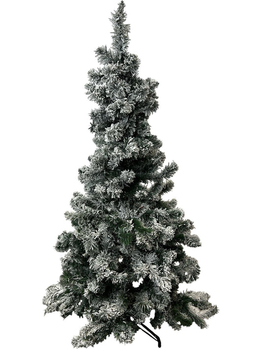 6ft Snow Flocked Artificial Christmas Tree Green with Stand 180cm (Pre-Loved)