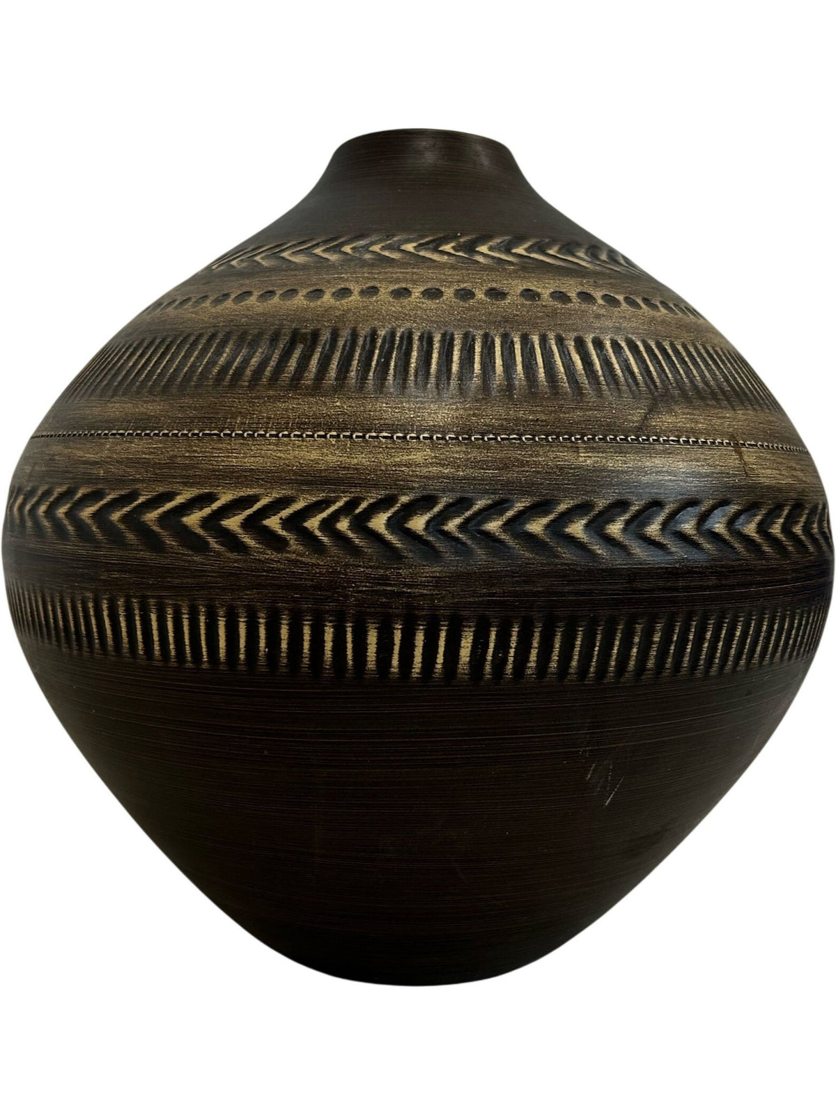 Black and Brown Geometric Ceramic Vase (Pre-Loved)