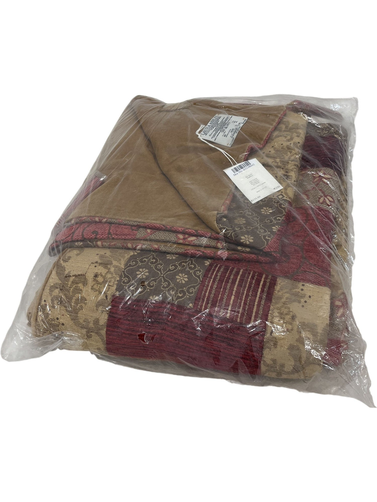 Laura Ashley Red Gold Throw Blanket Patchwork Design (Pre-Loved)